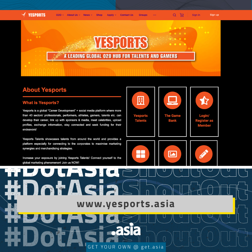 Website Screenshot: www.yessports.asia