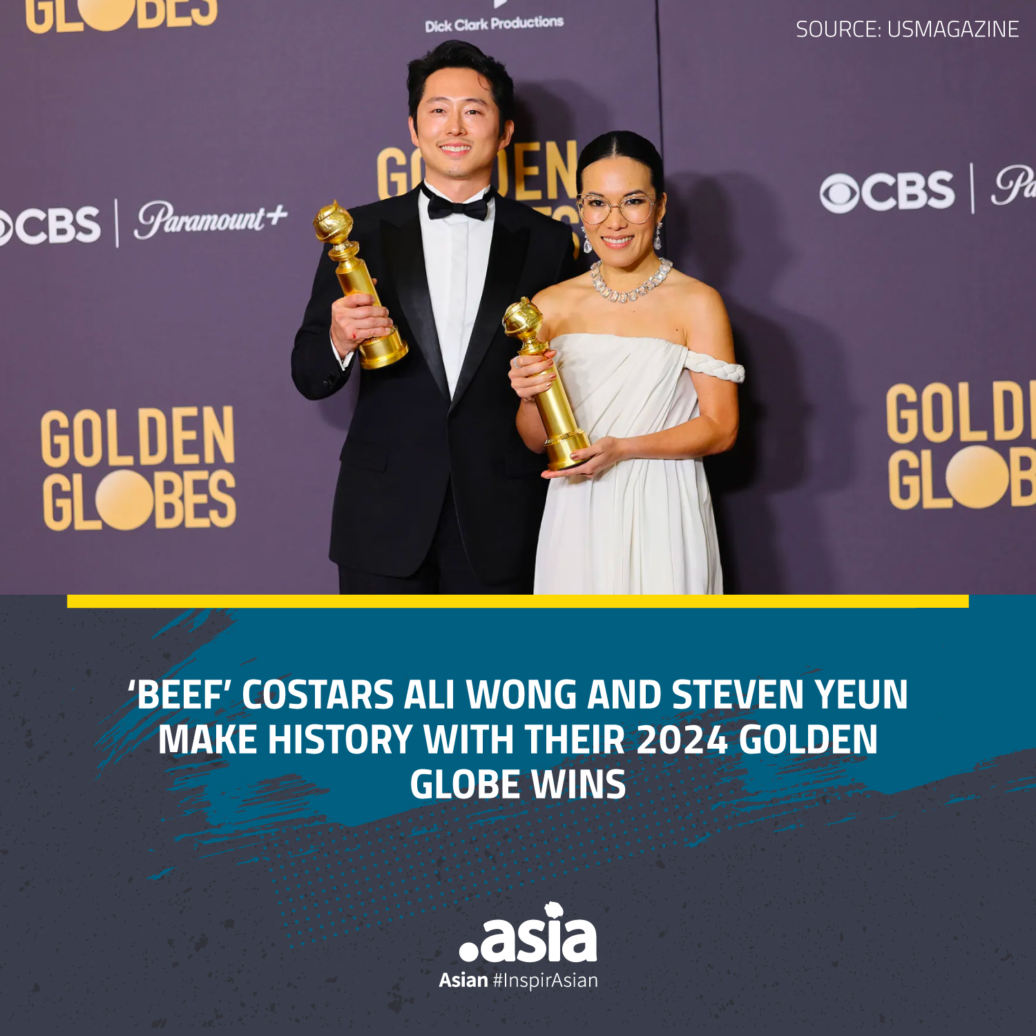 Image: Ali Wong and Steven Yeun, 2024 Golden Globe